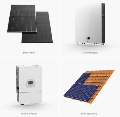 Compleet hybride zonne-energiesysteem 3 fase 3 kW -30 kW op off-grid hybride zonnepaneelvoedingssysteem