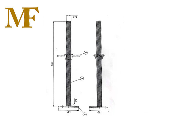34*600mm Naadloze de Steigerschroef Jack Base van de Staalbuis