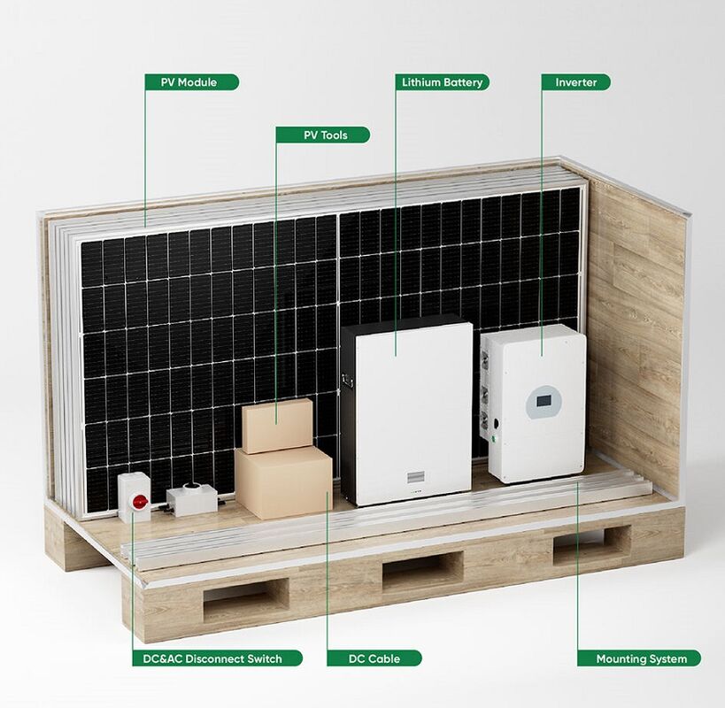 Compleet hybride zonne-energiesysteem 3 fase 3 kW -30 kW op off-grid hybride zonnepaneelvoedingssysteem